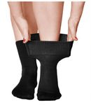 vitsocks Women's Extra Wide Loose Fitting Diabetic Socks (3 PAIRS) Swollen Feet Ankle Leg, black, 6-8