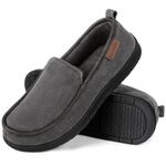 EverFoams Men's Moccasin Slippers Cosy Microsuede Memory Foam Indoor Outdoor House Shoes Steel Grey,9 UK