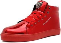 IGxx Men's Sneakers High Top Lace-up Running Basketball Shoes for Shiny Red Size: 9 US