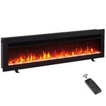 FlameKo Dilton 50"/127cm 3 in 1 Electric Fireplace, Freestanding, Wall Mounted, Recessed, 9 Colour Flame Effect, Media Wall Compatible, 900W - 1800W Heater, Remote Control