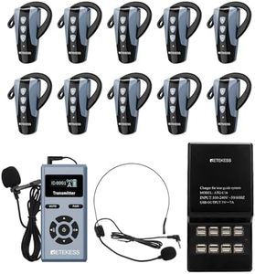 Retekess TT106S 2.4G Wireless Tour Guide System, Tour Guide Headsets, Clear Sound Quality, 200m/656ft, USB Charging Ports, Ear Hook Receiver for School, Church, Plant Tour (1 Transmitter 10 Receivers)