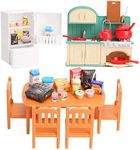 Dollhouse Furniture Set for Kids Toys Miniature Doll House Accessories Pretend Play Toys for Boys Girls & Toddlers Age 3+ with Kitchen