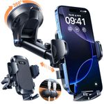 [True Military-Grade & 360° Rotatable Suction] 2025 YRU Ultimate Car Phone Holder Mount【90+LBS Safest Strongest & Patent Certs】Dashboard Windscreen Vent for iPhone 16 15 Pro Max Samsung, Matte Black