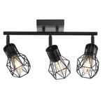 BANGANMA 3 Light Track Lighting Fixtures Ceiling，Black Flush Mount Ceiling Light with E26 Lamp Head, Industrial Black Kitchen Track Lighting for Kitchen, Living Room, Dining Room, Hallway