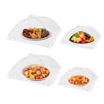 17 inches Mesh Food Cover Tent Umbrella, 4 Pack Reusable Collapsible Cake Domes Screen Tents Mesh Pop Up Nets for Outdoors, Parties Picnics, BBQs, Reusable and Foldable, 2pcs 14"x14" & 2pcs 17"x17"