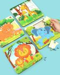 Intelliskills Premium Jungle Jigsaw Puzzle for Kids| Wooden Animal Jigsaw Puzzle for Girl/Boy|Develop Logical Thinking & Motor Skills| Learning & Education Toy for 3 Year+ Kids | Birthday Gift -36 Pcs