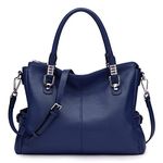 S-Zone Women'S Vintage Genuine Leather Tote Shoulder Bag Top-Handle Crossbody Handbags Ladies Purse (Blue)