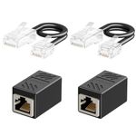 Uvital Phone Jack to Ethernet Adapter, RJ11 to RJ45 Adapter, RJ45 Female to RJ11 Male for Landline Telephone, with RJ45 to RJ11 Cable (Black,2 Pack)