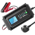 Car Battery Charger 10A 12V/24V Car Battery Charger Automatic Intelligent Trickle Charger with LCD for Car RV Motorcycle Battery