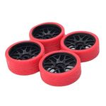 iewrtcin 4pieces 26.5mm Racing Tire Tyre Metal Wheel Rim For 1/28 Wltoys K969 K979 K989 -Q -Z RC01 KYOSHO RC Car Parts Upgraded, black+red