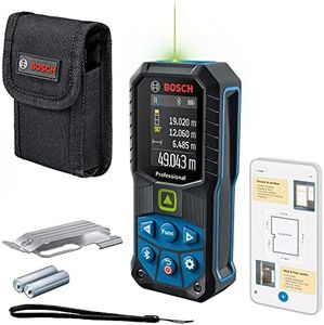 Bosch Professional Télémètre Laser GLM 50-27 CG + Clip de ceinture (Laser Vert, portée : Jusqu’à 50 m, Robuste, IP65, Transfert de données Bluetooth, 2 Piles AA, dragonne, Housse) - Amazon Exclusive
