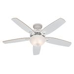 HUNTER FAN Builder Deluxe, 132 cm, Indoor Ceiling Fan with light and Pull chain, Snow White Finish, 5 Reversible Blades in Snow White, Ideal for Summer or Winter, Model 50570