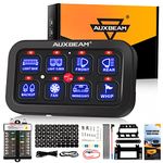 Auxbeam 8 Gang Switch Panel BB80 Universal Circuit Control System Relay Box Automatic Dimmable Panel Switch Box LED On-Off Switch Pod Universal for Car Truck Offroad ATV UTV SUV-Blue, 2 Year Warranty