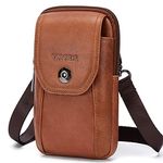 VIIGER Genuine Leather Cell Phone Holster Magnetic Cover Belt Clip Pouch Compatible for iPhone 16 Pro Max Case 15 Pro Max S24 Ultra with Belt Loop Crossbody Phone Purse Shoulder Bag for Women, Brown