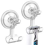 Luxear Shower Razor Holder Suction Hooks, 2 Pack Sucker Hooks Reusable Razor Hook for Shower Waterproof Powerful Vacuum Suction Cup Hook Holder for Towel Bathrobe Loofah Hooks for Bathroom Kitchen