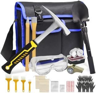 20Pcs Geology Rock Pick Hammer Kit, 22oz Rock Hammer & Digging Chisels & Sholve Set for Rock Hounding, Fossil Dig, Geodes, Gold Mining & Prospecting, Bag, Magnifying Glass, Whistle, Goggles (Blue)