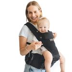 Momcozy Baby Carrier with Hip Seat, 2-in-1 Forward-Facing Hands-Free Infant Carrier for Active Babies, Detachable All-Season Toddler Carrier up to 44lbs, Fits Waist Sizes up to 45 Inches, Black Adjustable,Black