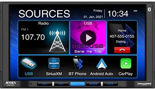 Jensen CAR710X 7” Mechless Multimedia Receiver with Apple CarPlay l Android Auto l SiriusXM-Ready l Built-in Bluetooth l 240 Watts MOSFET Power (60W x 4)