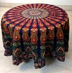 Purpledip Round Tapestry Mandala Beach Throw Indian Cotton Bohemian Round Table Cloth Home Decor Yoga Mat Meditation Picnic Rug 50 inch