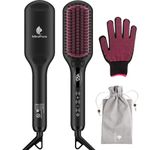 MiroPure 2 in 1 Ionic Hair Straightener Brush with Heat Resistant Glove and Temperature Lock Function