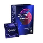 Durex Intense Condoms, Stimulating Ribbed And Dotted Condoms With Desirex Gel, Pack of 18 Condoms