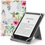 MoKo Universal Case for 6",6.8",7" Kindle eReaders - Kindle/Kobo/Voyaga/Lenovo/Sony Kindle E-Book Reader, Lightweight PU Leather Folio Shell Cover Case, with Hand Strap/Kickstand, Flowers