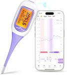 Easy@Home Smart Basal Thermometer, Large Screen and Backlit, Period Tracker with Premom (iOS & Android) - Auto BBT Sync, Charting, Coverline, Accurate Fertility Prediction EBT-300 Purple