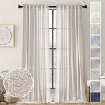 MEETBILY Flax Linen Back Tab Curtains 120 Inches Long for Living Room 2 Panel Set Light Filtering Boho Farmhouse Extra Long Semi Sheer Curtain Drapes for Dining Room Large Window 10 FT Tall