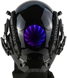 foymi Punk LED Mask With infinity mirror lights Helmet Futuristic Mask Techwear mask Cosplay Costume for Adult