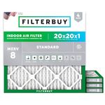 Filterbuy 20x20x1 Air Filter MERV 8 Dust Defense (4-Pack), Pleated HVAC AC Furnace Air Filters Replacement (Actual Size: 19.50 x 19.50 x 0.75 Inches)