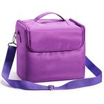 HST Beauty Make up Nail Art Cosmetics Box Vanity Case Jewellery Storage Cases with Carry Strap Nylon Fabric Purple