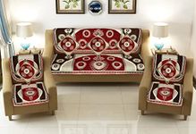 SAWNA Homes Sofa Cover with Cushion Cover 3 Seater and 2 Seater - Chenille Velvet Sofa Covers Set of 10 Pcs 5 Seater - 3+1+1 Panels for Home Living Room Sofa Couch Decor (Coffe)