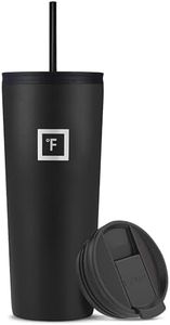 IRON °FLASK Gobelet classique de 60 à 710 ml, 2 couvercles (paille/rabat), bouteille isotherme en acier inoxydable, moderne à double paroi, cantine hydro métal,Noir nuit