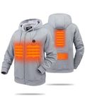 HEWINZE Zip Up Heated Hoodie with 7.4V Battery Pack for Men and Women, Full Zip Heated Sweatshirt (Unisex) Grey