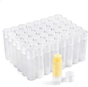 Pilloze 50pcs Lip Balm tubes Empty, 5.5ml (3/16 Oz), Clear Lip Balm Container Tubes Bulk with White Caps, BPA Free & Leak Free, Refillable