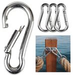 TERF® M10 Heavy Duty Carbine Snap Hook Steel M10 (10mm) Spring-Loaded Closure Snap Carabiner Hook Use For Outdoor Travel Camping Fishing Hiking Hanging Swing and Multi Purpose Use - Pack of 4