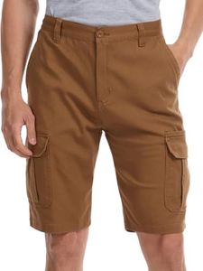 WORK IDEA Men's Cargo Stretch Short, Classic Style, Relaxed Fit Work Shorts Khaki