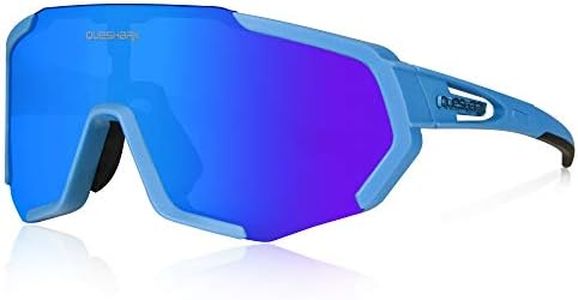 Queshark Cycling Glasses Sports Sunglasses for Men Women with 1 Polarized 2 HD Lens For MTB Running Driving Fishing Baseball