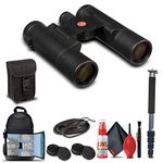 Leica 10x25 Ultravid BR Binoculars (Black Rubber) (40253) + Backpack + Full Size Monopod + Cleaning Set + 2 x Cap Keeper + Neck Strap