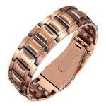 Jeracol Copper Bracelet for Men, Magnetic Bracelet Men with 3X Ultra Strength Magnets(3800 Gauss Each), Unique Folding Clasp Wristband with Adjustment Tool and Jewelry Gift Box.