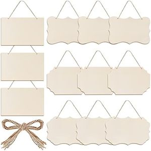 eZAKKA Unfinished Hanging Wood Sign Blank Wooden Slices Decorative Banners with Ropes for Pyrography Painting Writing DIY Home Crafts Decor