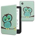 kwmobile Case Compatible with Kobo Clara 2E / Tolino Shine 4 Case - eReader Cover - Sleeping Owl Turquoise/Brown/Mint