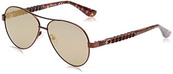 Guess UV Protected Brown Aviator Full rim Sunglasses for Women - GU7518-S 58 49G