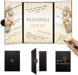 DARUNAXY Black Gold Farewell Party Decorations, Farewell We Will Miss You Alternative Signature Guest Book for Men Women Going Away Gifts Signing Card Board for Retirement Graduation Party Supplies
