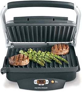 Hamilton Beach Steak Lover's Electric Indoor Searing Grill, Nonstick 100 Square, Stainless Steel (25331), Black and Stainless, Medium