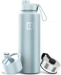 IRON °FLASK Camping & Hiking Hydration Flask, Wide Mouth, 3 Spout Lids, Stainless Steel Outdoor Water Bottle, Double Walled, Insulated Thermos, Metal Canteen - Morning Mist, 40 Oz