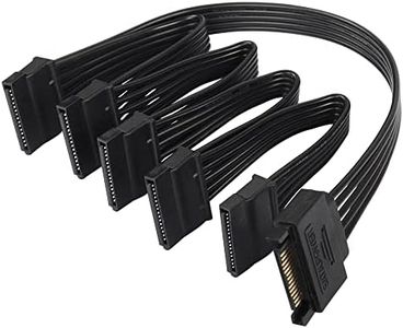 SinLoon SATA Power Splitter Cable, 15Pin SATA Male to 5 SATA Female Power Extension Hard Drive Cable,for HDD SSD and Optical drives-23.5cm