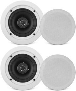6.5" Ceiling Wall Mount Speakers - Pair of 2-Way Midbass Woofer Speaker 1/2'' Polymer Dome Tweeter Flush Design w/70Hz-20kHz Frequency Response & 200 Watts Peak Easy Installation - Pyle PDIC61RD
