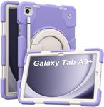 New Case for Samsung Galaxy Tab A9+ Case 11 Inch with Pencil Holder 360° Rotating Handheld Stand, Sturdy Shockproof Galaxy A9 Plus Tablet Case 2023 SM-X210/X216/X218 (Purple)