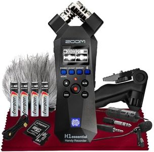 Zoom H1essential Stereo Handy Recorder, H1 Essential (H1E) Portable Audio Recorder 32 Bit Float, USB & X/Y Microphone, 64GB SD, Tripod, Condenser Mic, Mic Muff & More for Musicians Vloggers Filmmakers